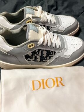 Dior Men’s Low-Top Sneakers in White and Gray